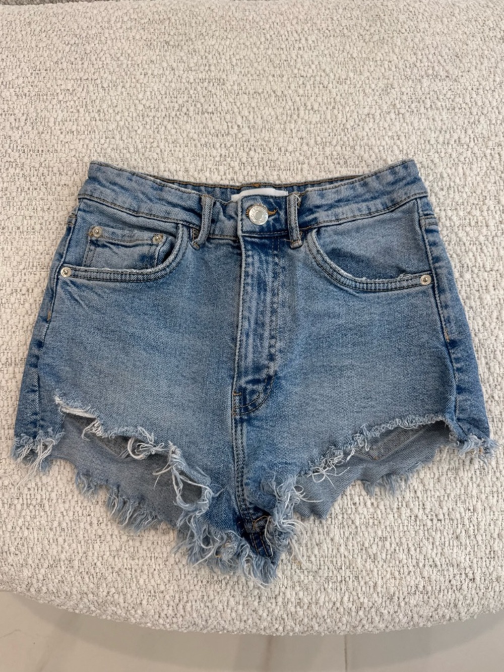 ZARA High Rise Distressed Jean Shorts